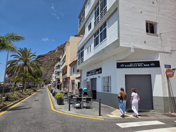 Outdoor bar on village street